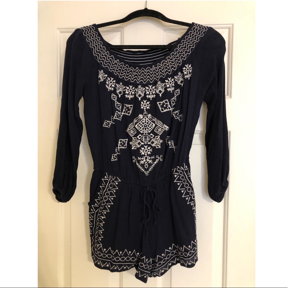 Navy blue off the shoulder romper
